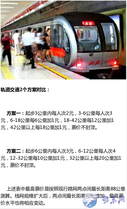 北京地铁调价方案公布引关注：北京地铁调价方案公布起步价2元或3元